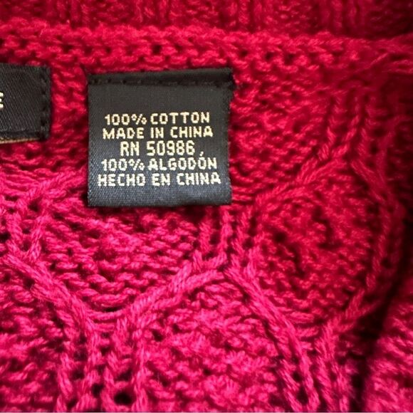 Jeanne Pierre Sweater Red Knitted Cotton Round Neck Long Sleeve size XXL - Picture 6 of 6
